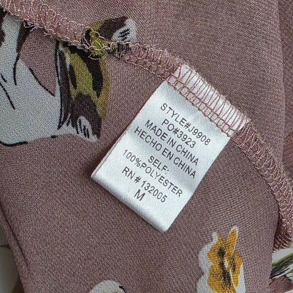 Entro M Mauve Floral Bell Sleeve Open Kimono - Picture 7 of 8